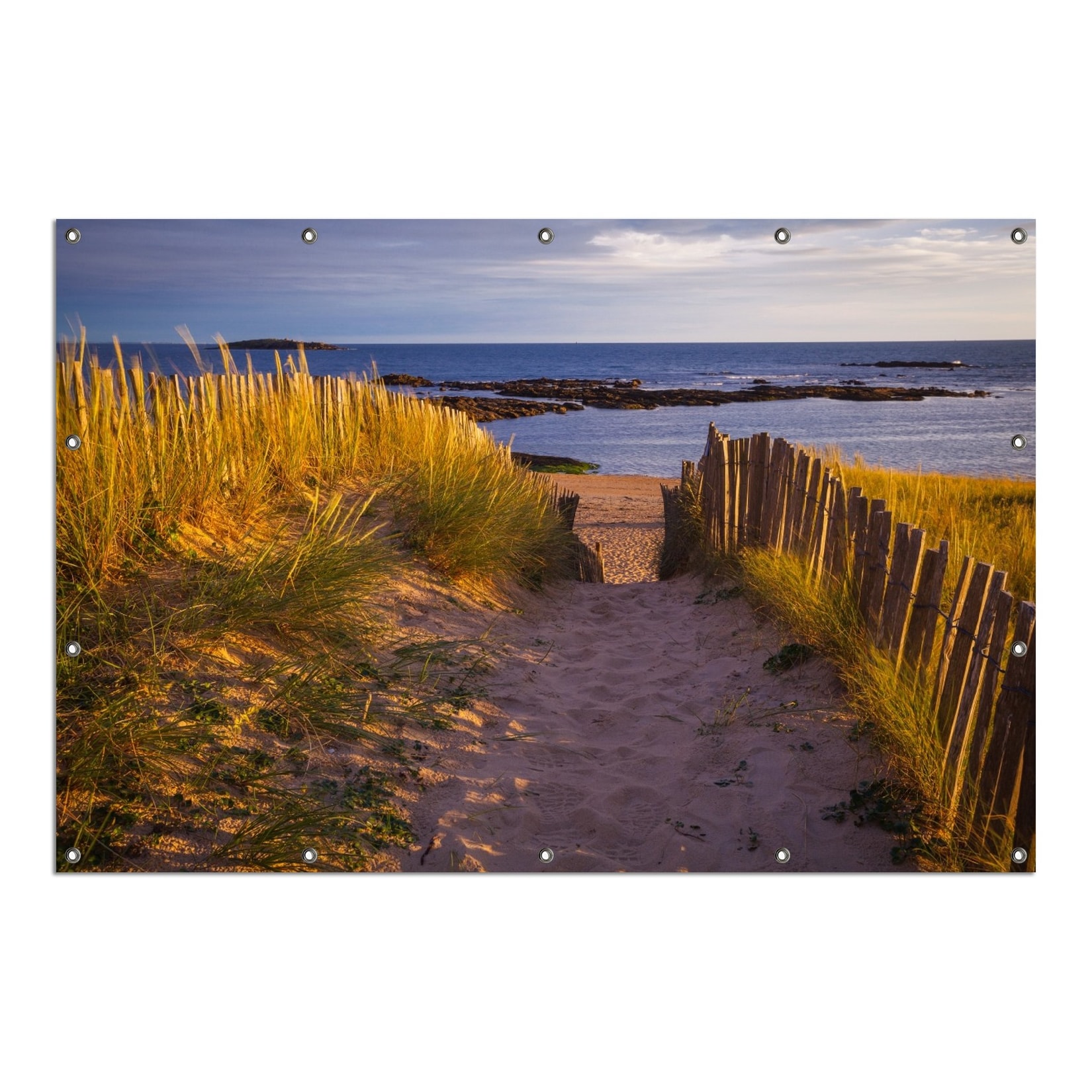 Wallario Gartenposter ca. 100 x 150 cm Weg durch die Dünen zum Meer an der Küste