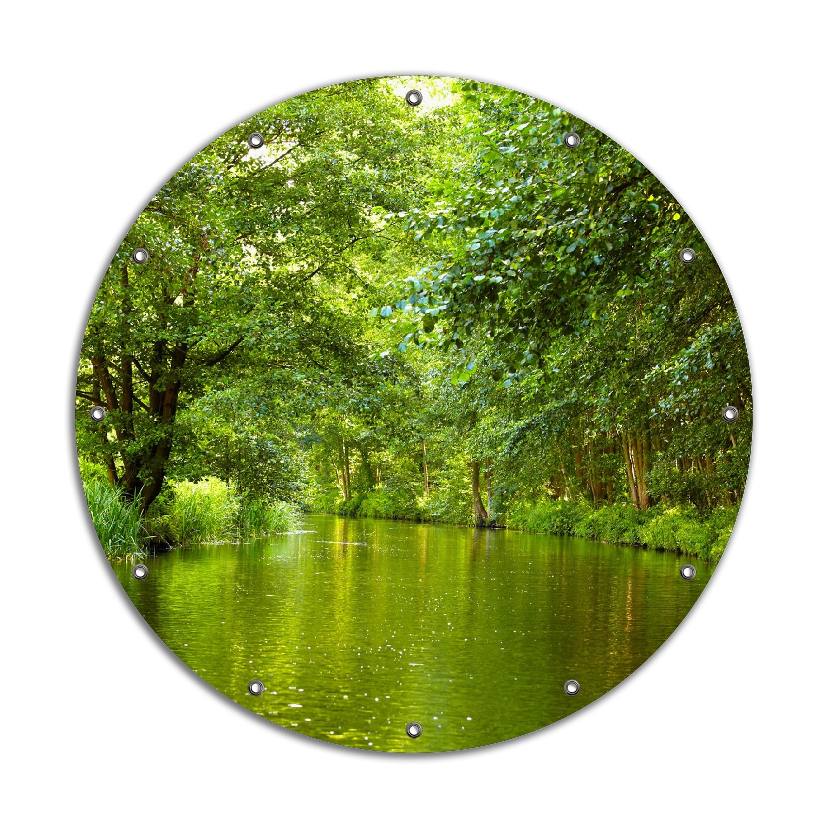 Wallario Gartenposter ca. 120 x 180 cm Spreewald in Brandenburg grüne Wälder und Spiegelungen im Wasser