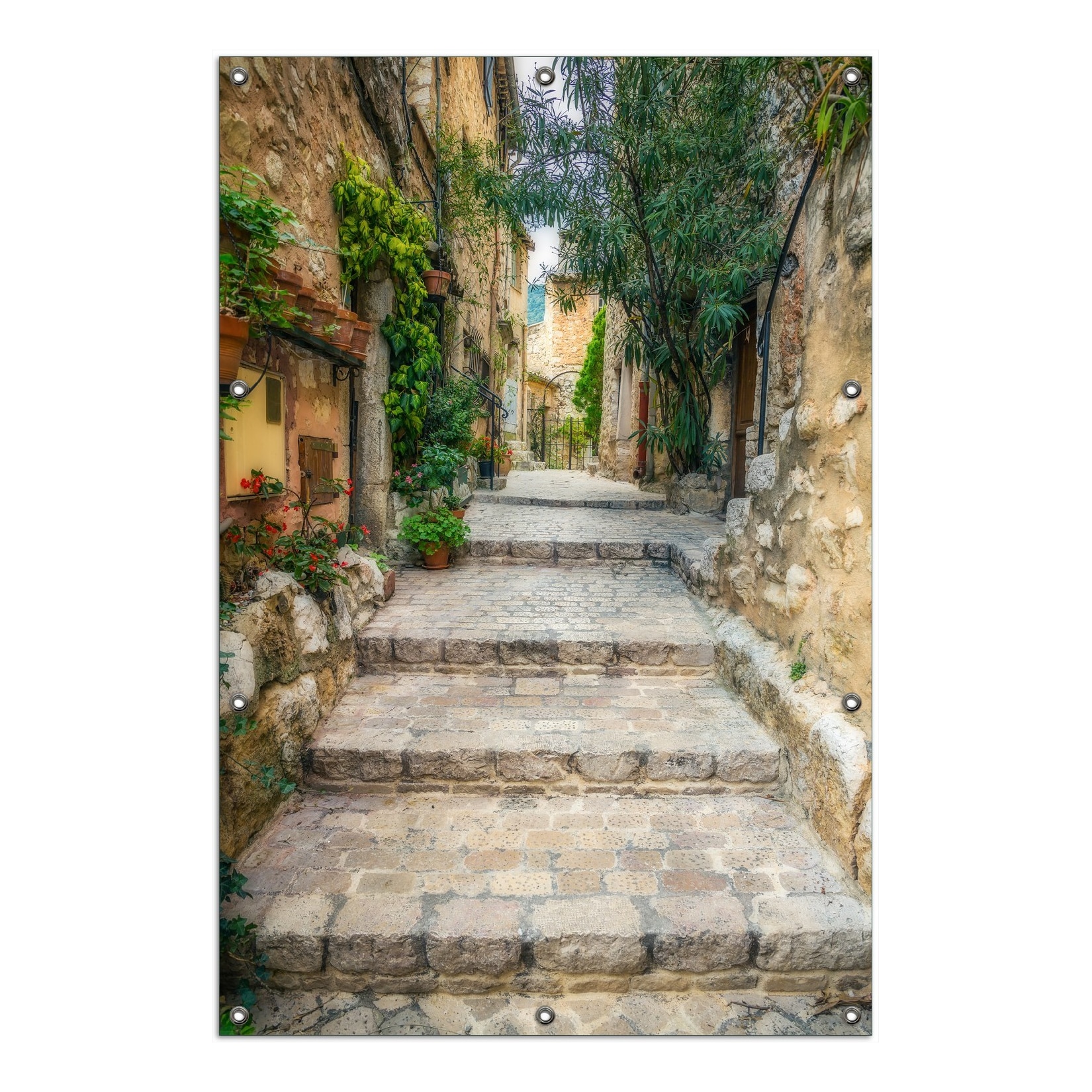 Wallario Gartenposter ca. 100 x 150 cm Alte steinerne Gasse in Südfrankreich