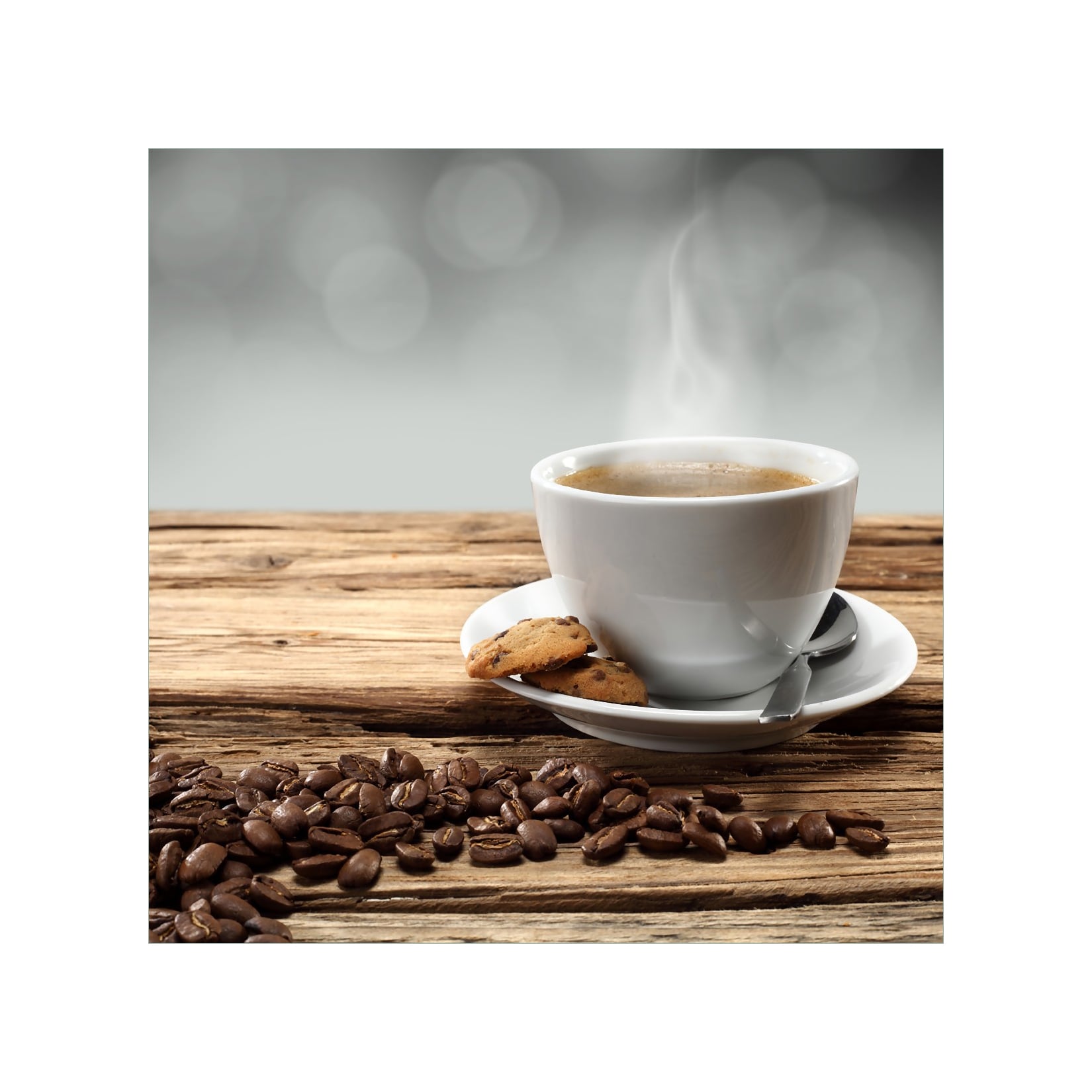 Wallario Magnetfolie 60 x 60 cm Heiße Tasse Kaffee mit Kaffeebohnen