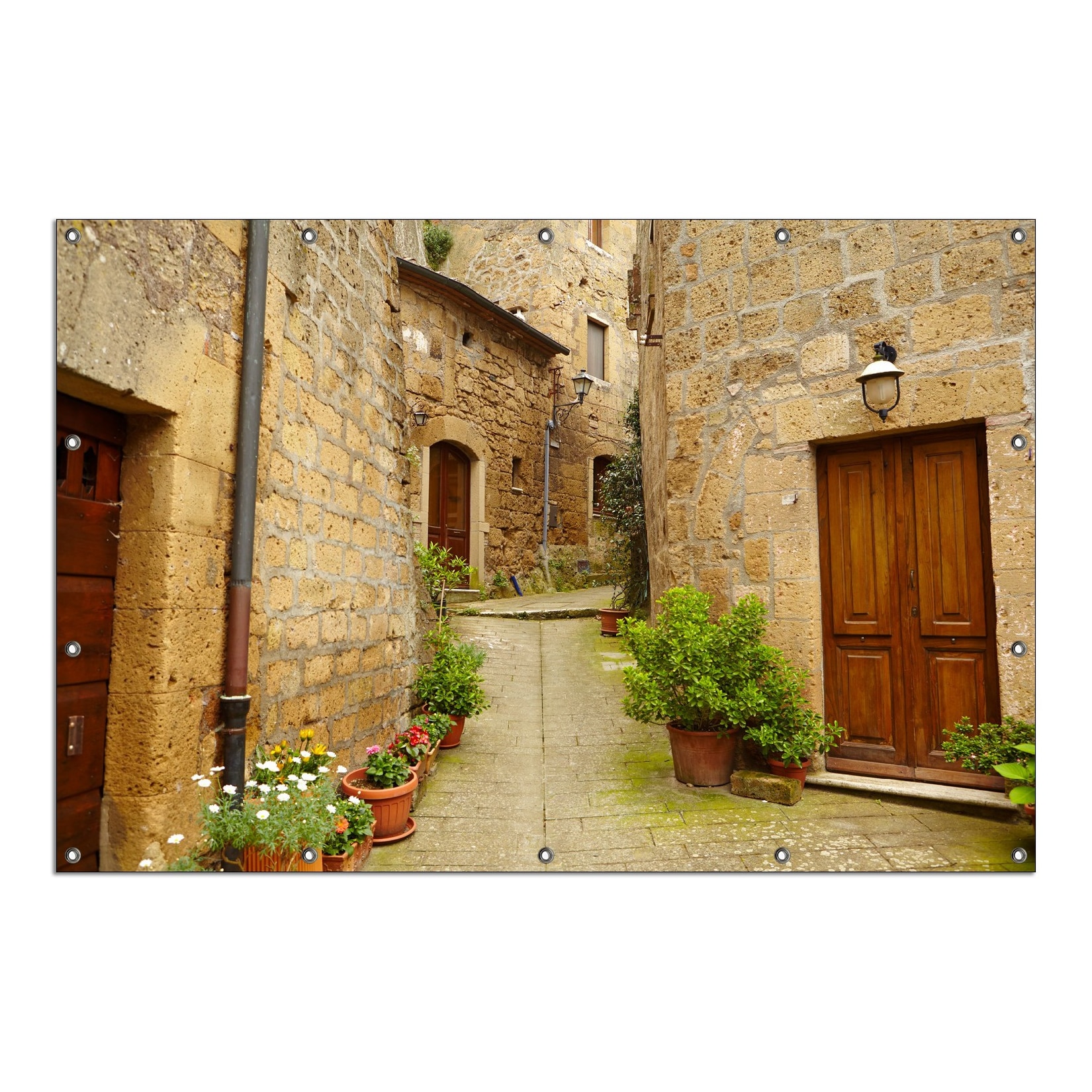 Wallario Gartenposter ca. 180 x 180cm, 2-teilig Weg durch die Altstadt - Toskana in Italien