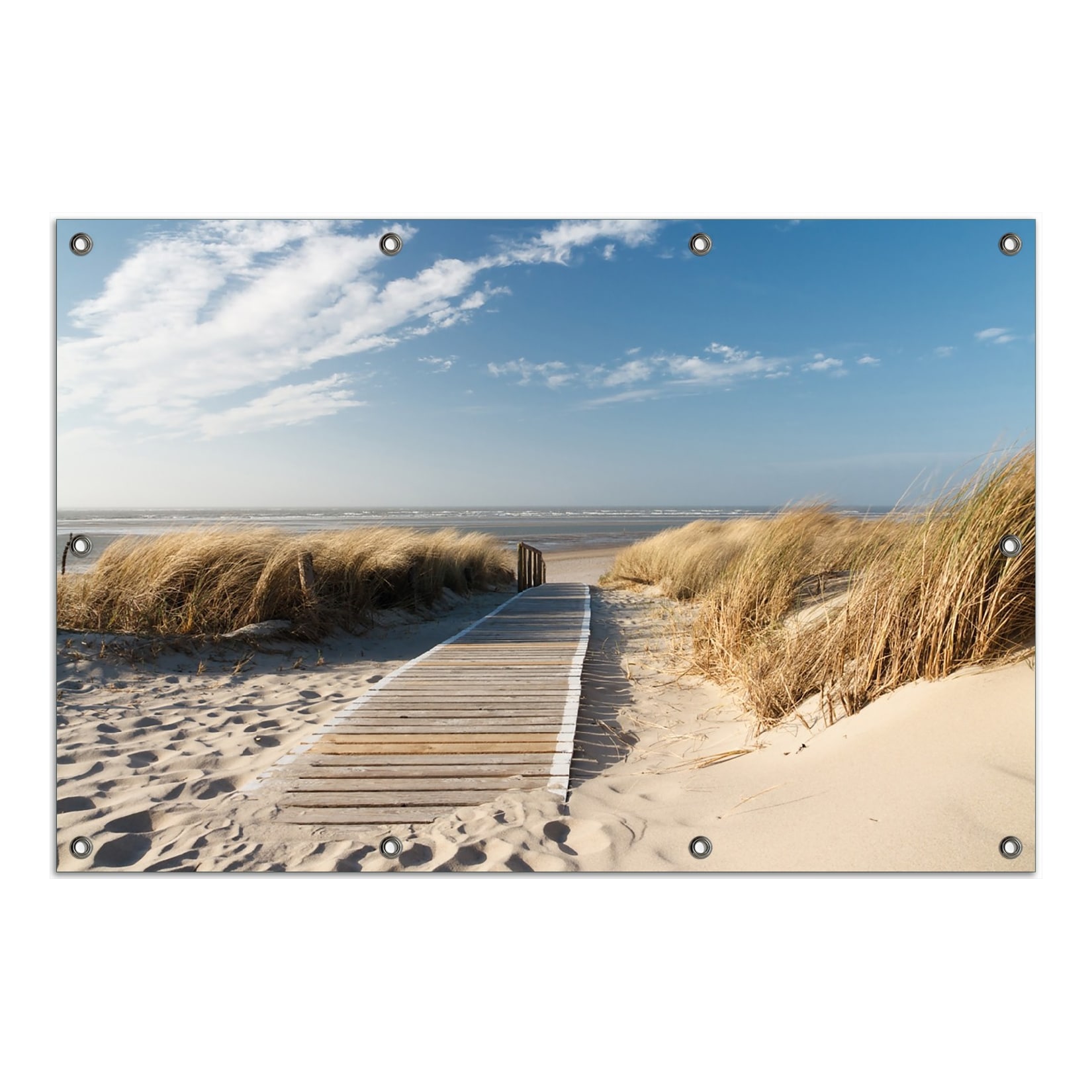 Wallario Gartenposter Rund, 90 cm Durchmesser Auf dem Holzweg zum Strand