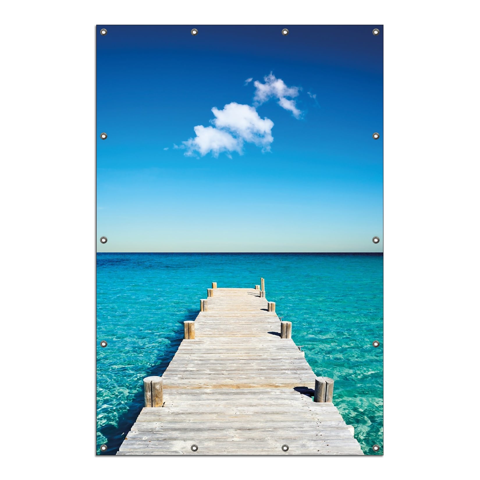 Wallario Gartenposter ca. 80 x 120 cm Steg am tropischen Meer
