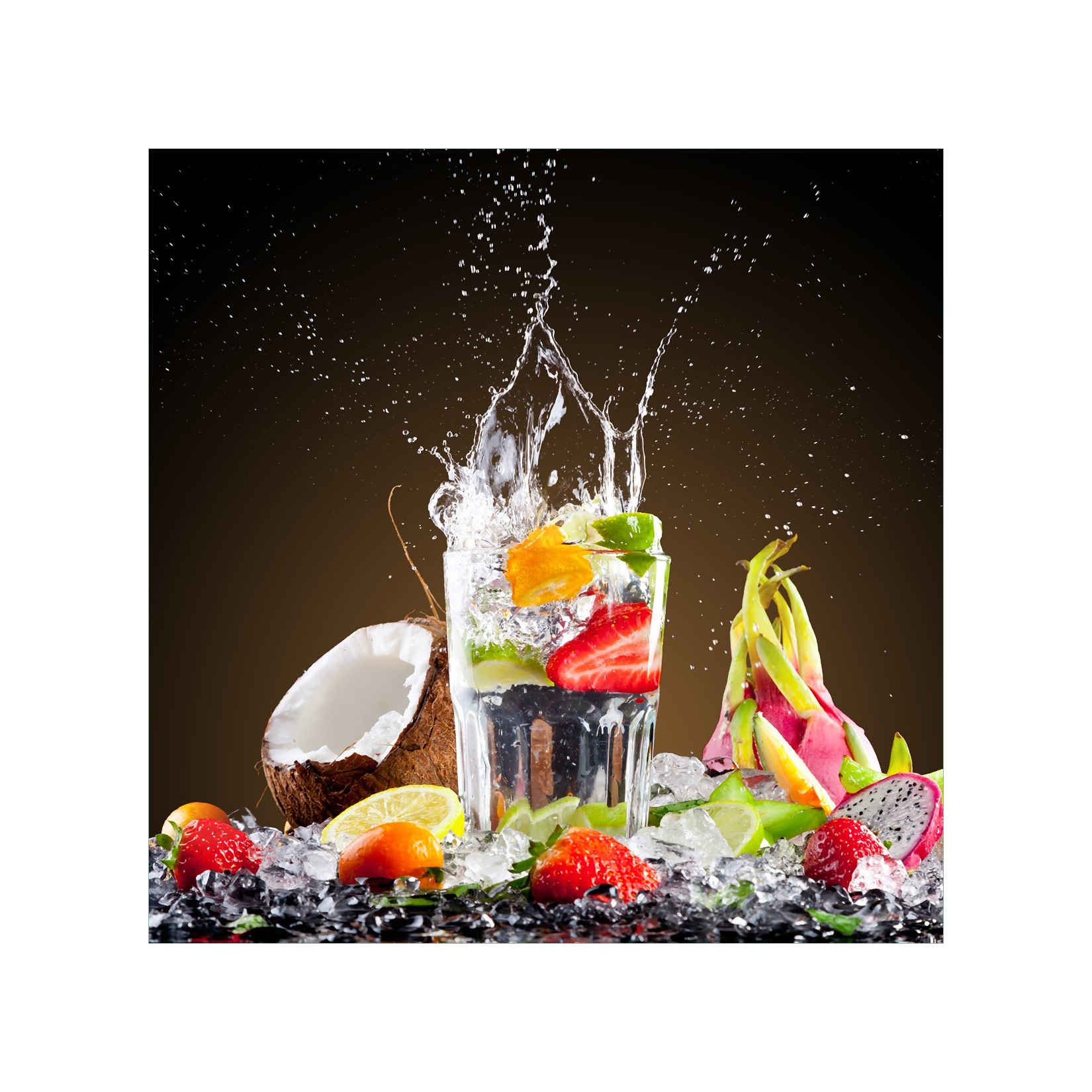Wallario Magnetfolie 60 x 60 cm Tropische Früchte in einem erfrischenden Drink