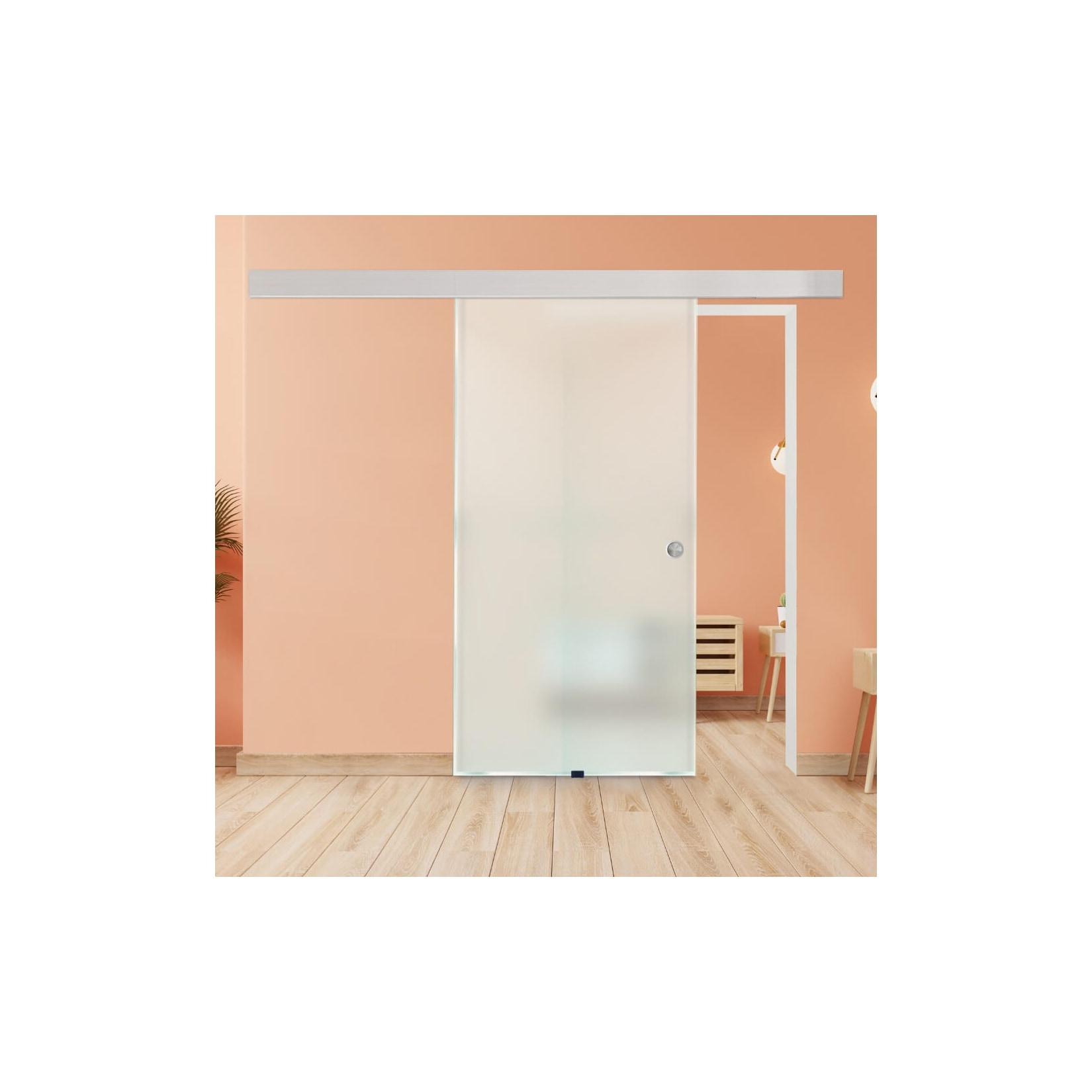HOME DELUXE Glasschiebetür SAPHIR – 205 x 90 cm Milchglas
