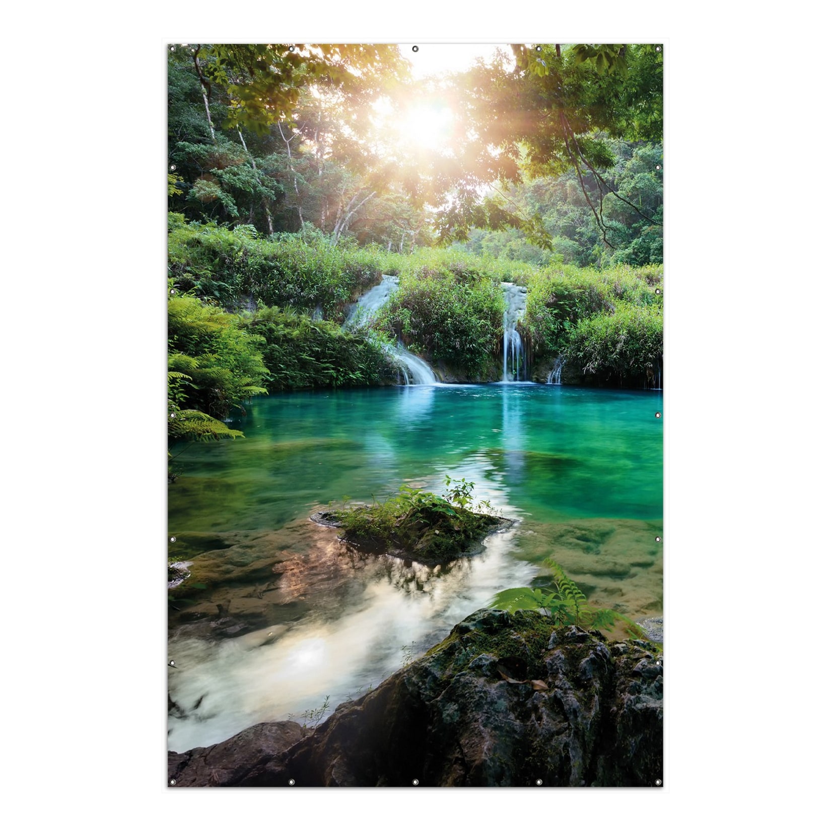 Wallario Gartenposter Rund, 120 cm Durchmesser Türkisgrüner See im Nationalpark in Guatemala