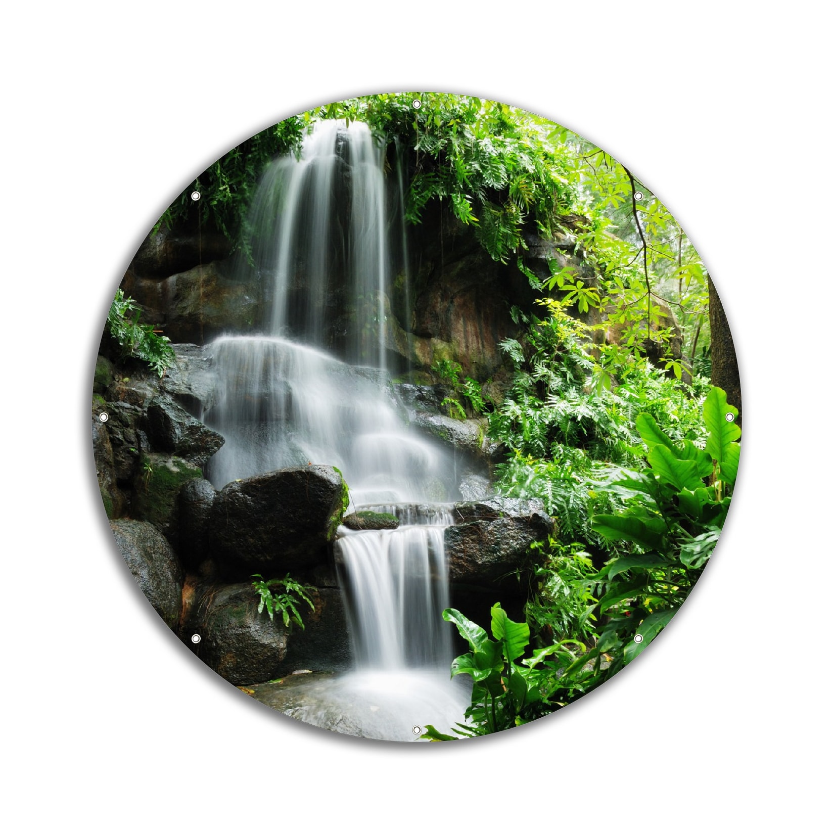 Wallario Gartenposter ca. 80 x 120 cm Sturzbach im Grünen
