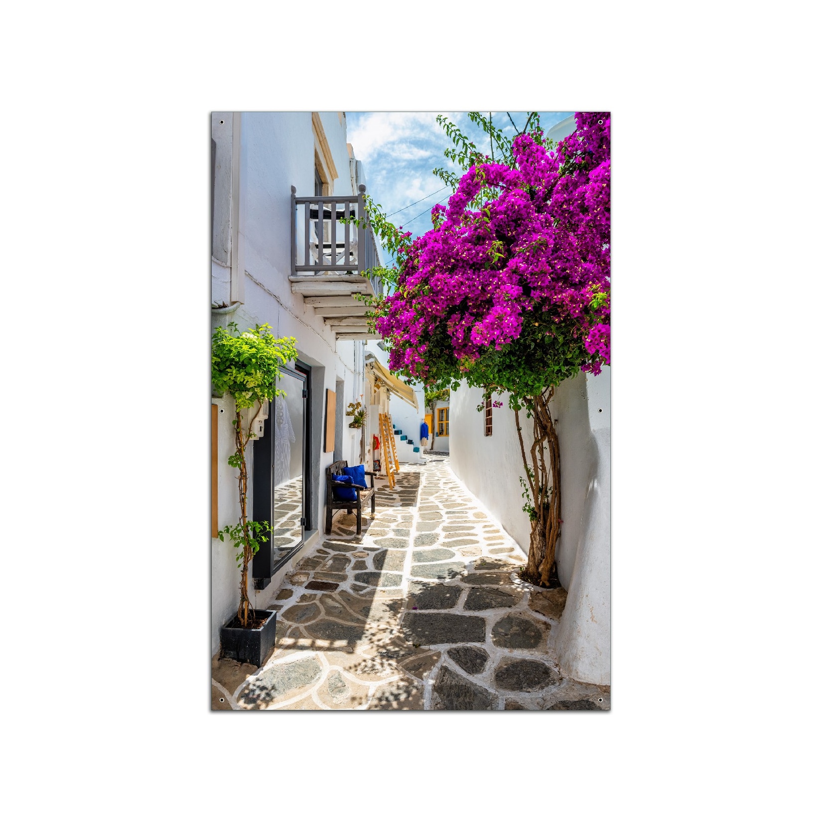 Wallario Gartenposter ca. 100 x 150 cm Griechische Blütengasse