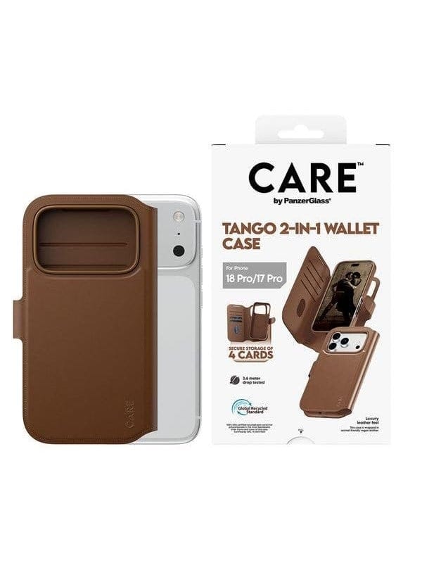 CARE by PanzerGlass Tango 2-in-1 Wallet Case Brown w. MagSafe Apple iPhone 18 Pro | 17 Pro