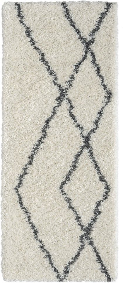 Myflair Möbel & Accessoires Hochflor-Läufer My Shaggy Raute, rechteckig, Höhe: 37 mm, Shaggy, Scandi Rauten Design, leicht glänzend, extra flauschig