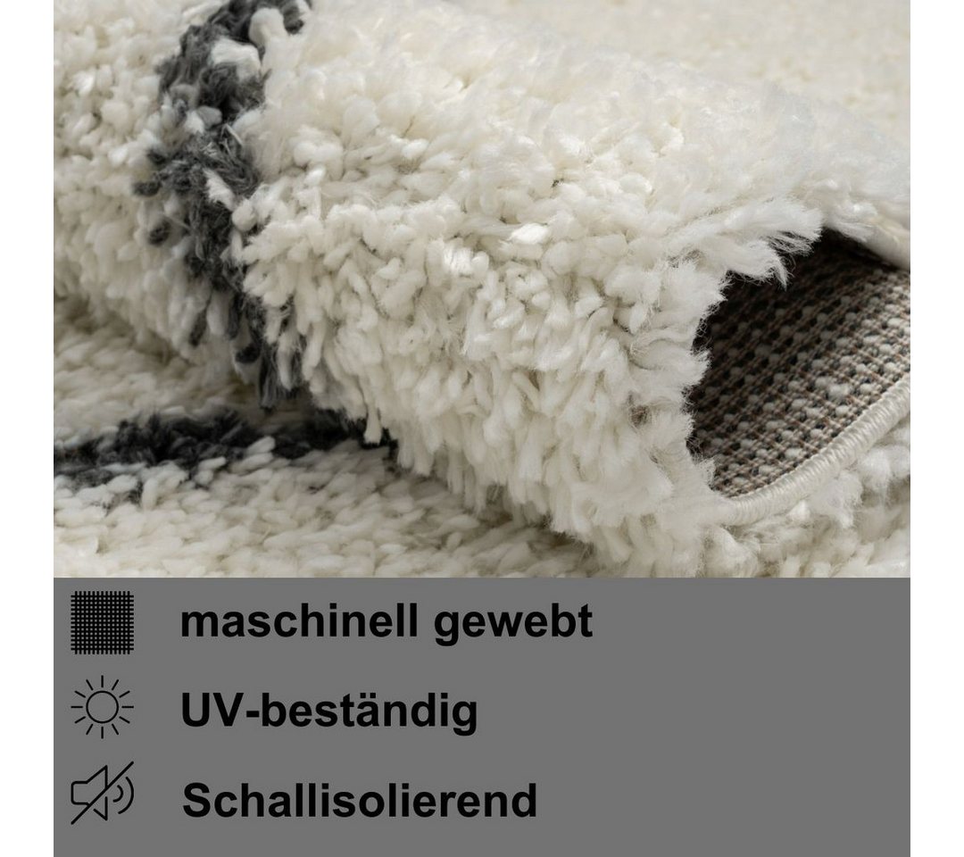 Myflair Möbel & Accessoires Hochflor-Läufer My Shaggy Raute, rechteckig, Höhe: 37 mm, Shaggy, Scandi Rauten Design, leicht glänzend, extra flauschig Bild 4