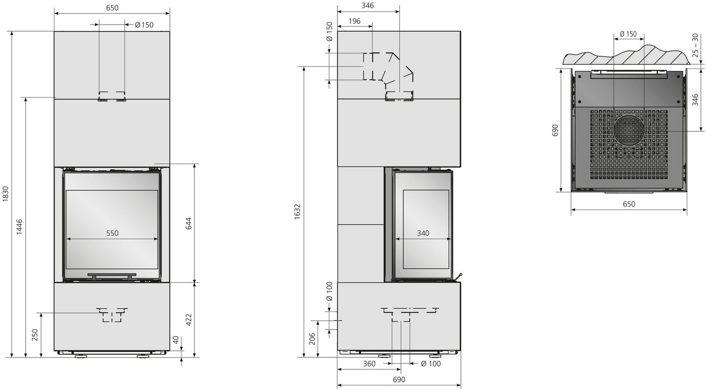 Oranier Kaminbausätze »Club Tre«, 8 kW, Zeitbrand Bild 2