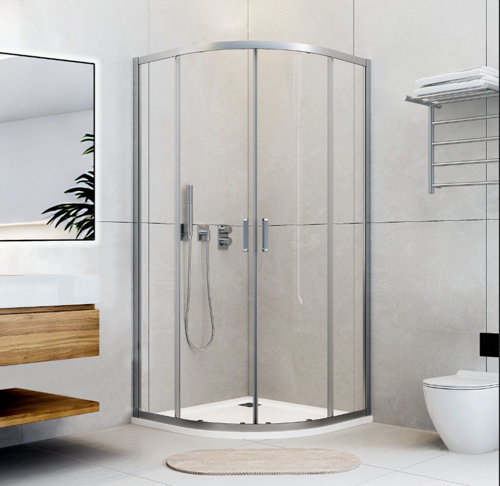 welltime Runddusche Summer Deluxe, BxT: 80x80 cm, Einscheibensicherheitsglas, Der Klassiker mit verbessertem Rahmen und neuem Rollensystem
