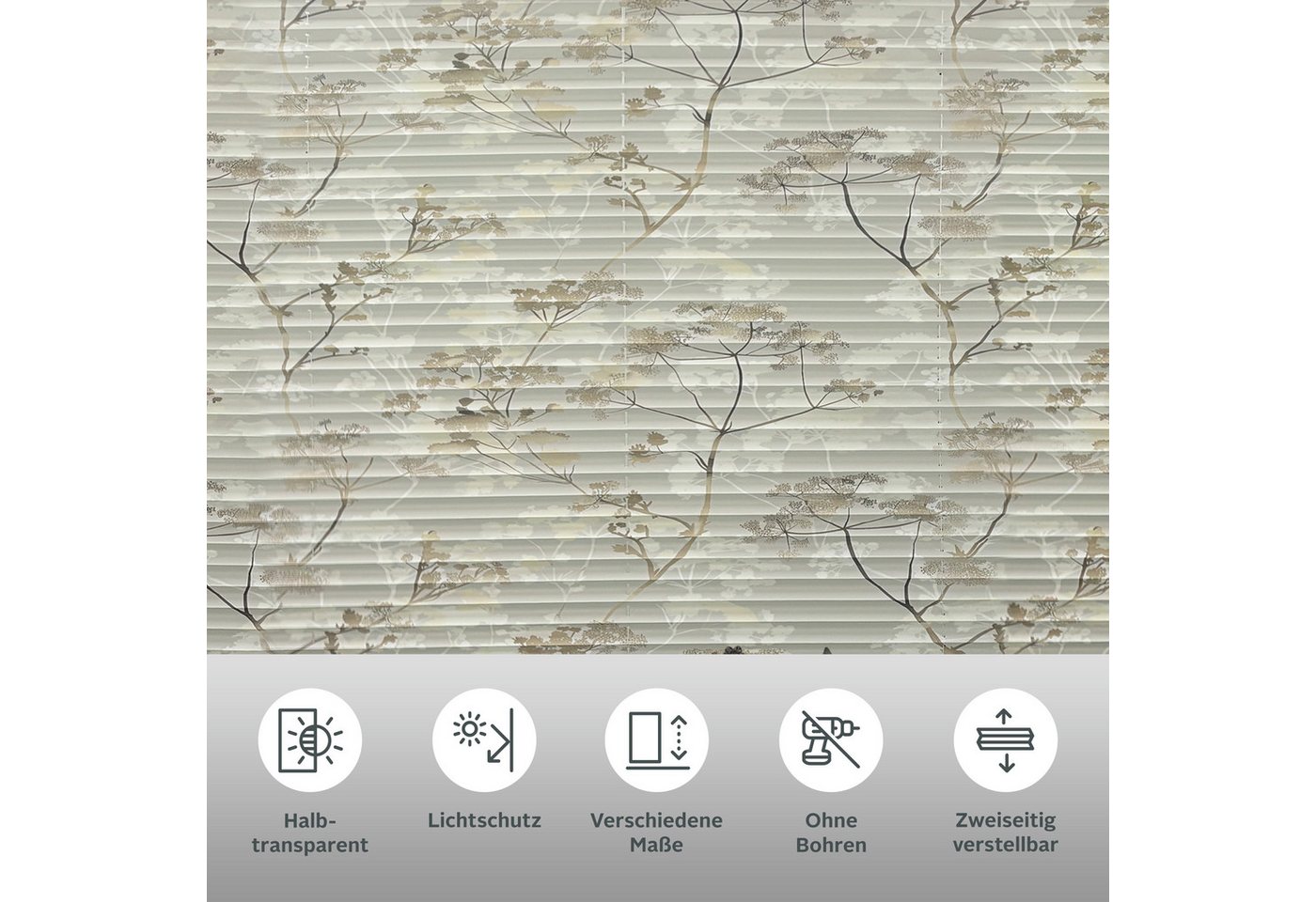 OTTO home Plissee MYNNI, Lichtschutz, ohne Bohren, verspannt, Klemmfix, florales Muster, Sonnenschutz, für Tür & Fenster- NEUHEIT