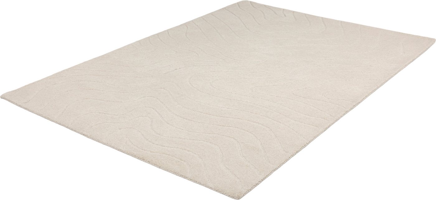 LeGer Home by Lena Gercke Wollteppich Zarrah, mit Wellendesign, Linienmuster, rechteckig, Höhe: 14 mm, reine Wolle, modern, Scandi, Wohnzimmer, Schlafzimmer, Esszimmer Bild 4