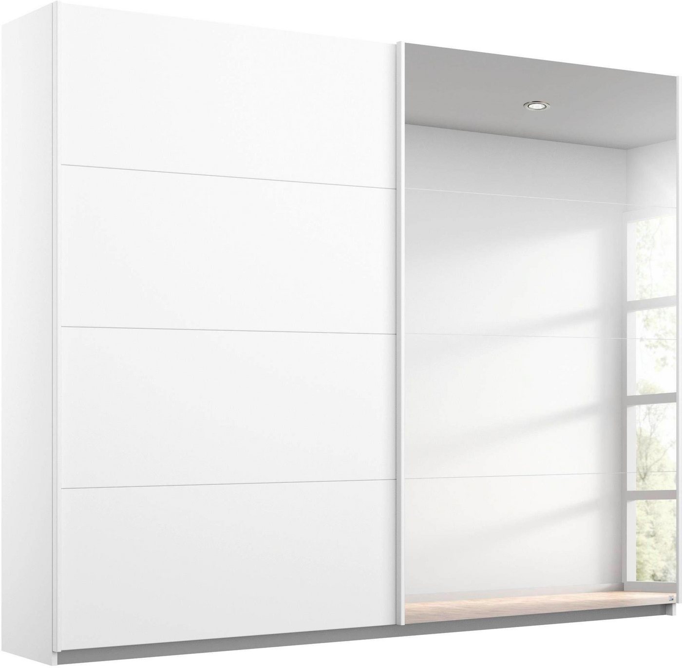 rauch Schwebetürenschrank Kleiderschrank Schrank Ankleide Garderobe Schlafzimmerschrank MEMPHIS (Breiten: 180/225/270 cm, Höhe 210 cm) mit Spiegel und Metallgriffleisten in Weiß MADE IN GERMANY Bild 3