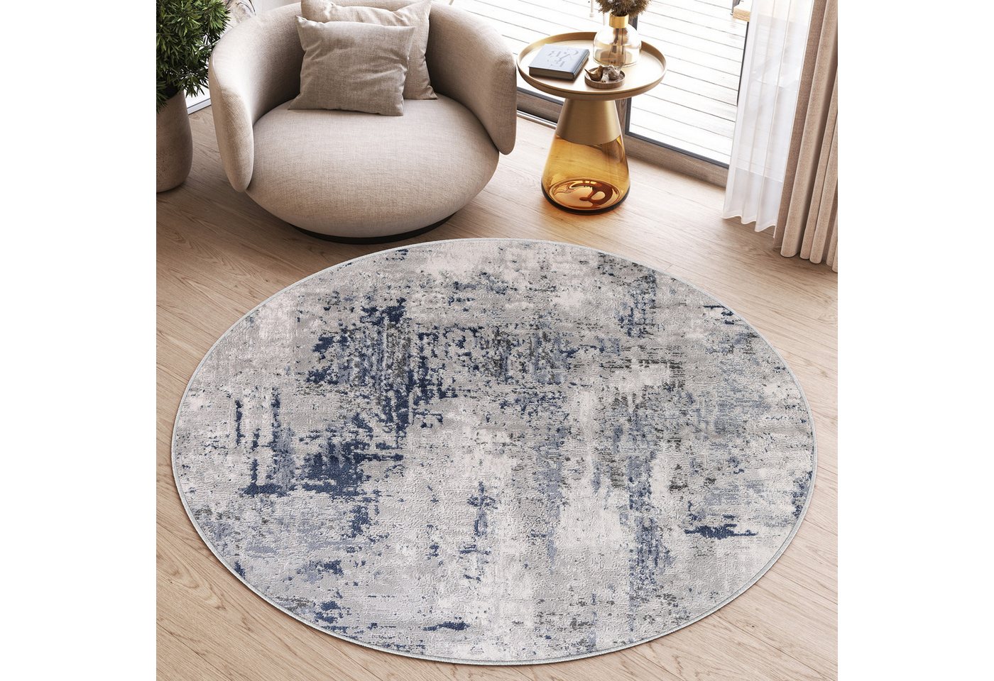 Tapiso Teppich SKY, rund, Höhe: 11 mm, Runder Glanzflor-Teppich, Lichteffekt je nach Blickwinkel, 12 mm Bild 5