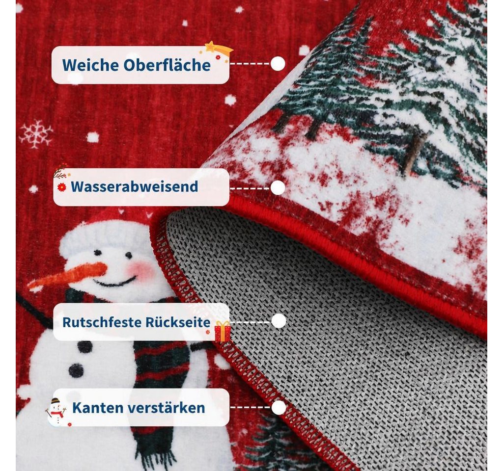 GarveeMore Teppich Roter Schneemann-Teppich – weich, waschbar, für Wohnzimmer, Höhe: 5 mm Bild 3