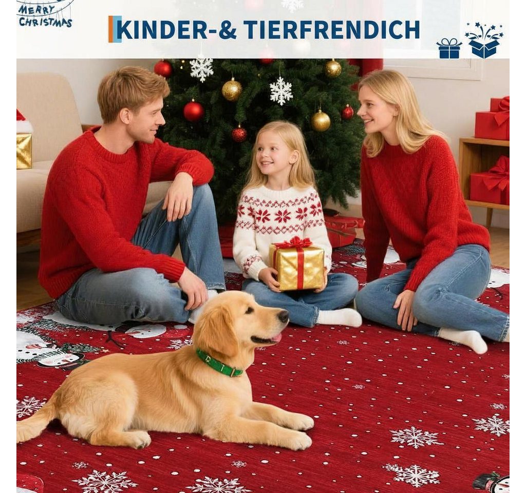 GarveeMore Teppich Roter Schneemann-Teppich – weich, waschbar, für Wohnzimmer, Höhe: 5 mm Bild 4