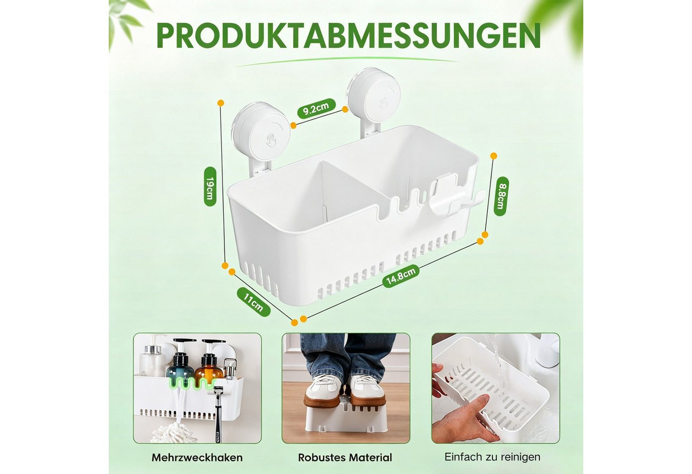 Elegear Duschablage duschablage ohne bohren, Kunststoff, 10KG, Badregal & Küchenregal, 1-tlg., Weiß duschablage hängend ohne bohren, bad, Regal Organizer Küche