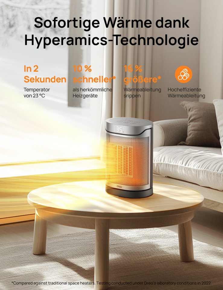 Dreo Heizgerät 1500 W,freistehend,Überhitzungs-und Kippschutz, Energieeinsparung 40 % Bild 2
