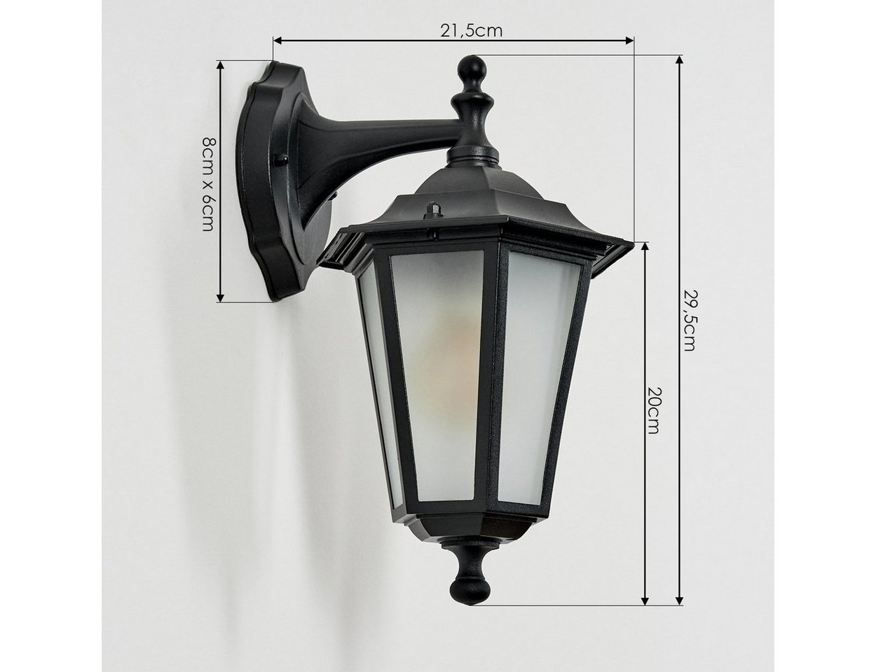 hofstein Außen-Wandleuchte Wandlampe abwärts in antikem Look aus Metall/Glas in Schwarz/Milchglas, ohne Leuchtmittel, Wandleuchte im klassischen Landhaus-Stil, E27, ohne Leuchtmittel, IP44 Bild 3