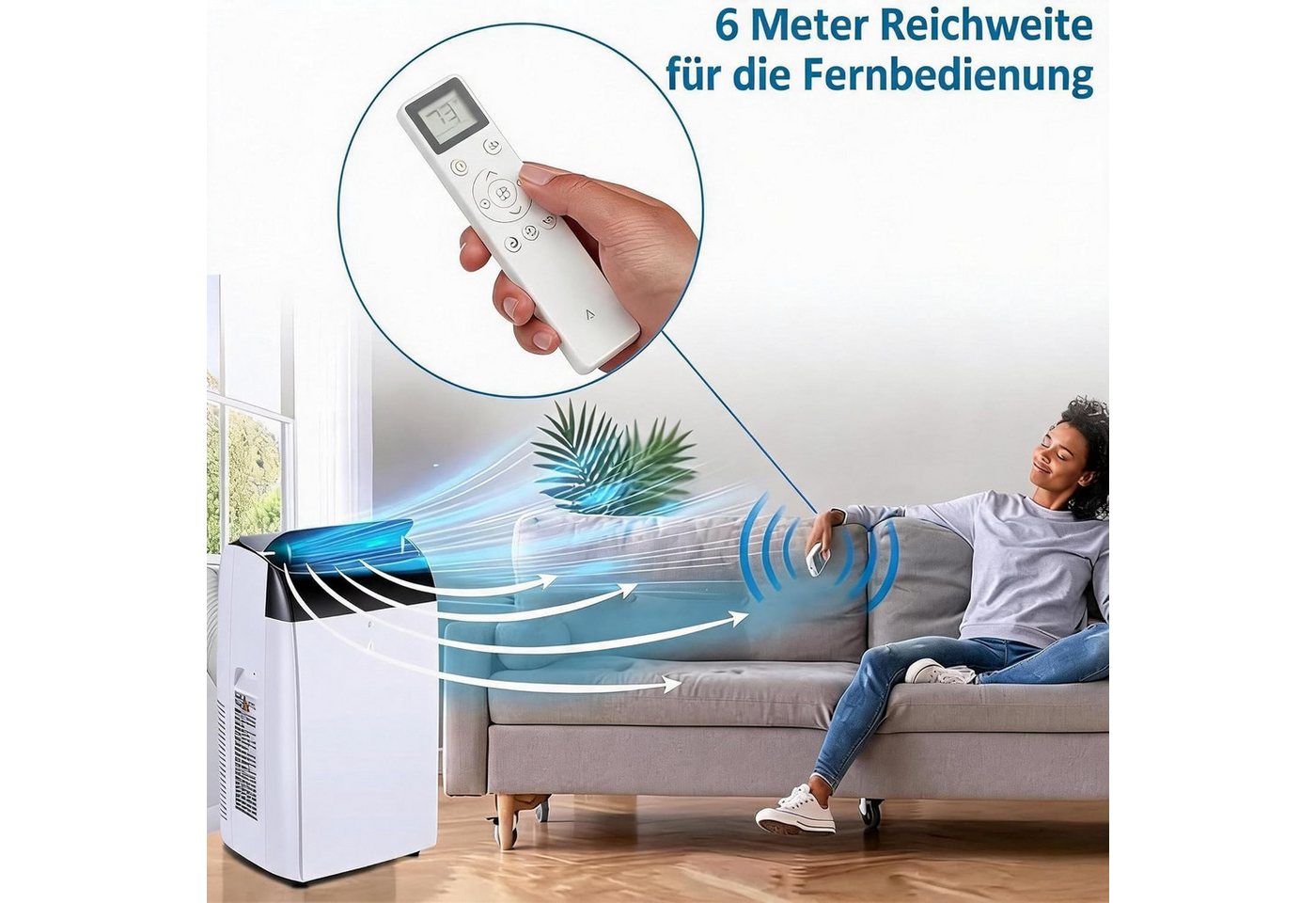 GarveeMore 3-in-1-Klimagerät Mobile 10000 BTUs mit Abluftschlauch,Luftentfeuchter 30L/Day, leiser Betrieb, LED-Anzeige, Fernbedienung und 24-Stunden-Timer
