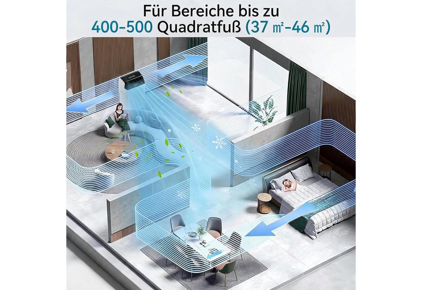 GarveeMore 3-in-1-Klimagerät Mobile 10000 BTUs mit Abluftschlauch,Luftentfeuchter 30L/Day, leiser Betrieb, LED-Anzeige, Fernbedienung und 24-Stunden-Timer Bild 5