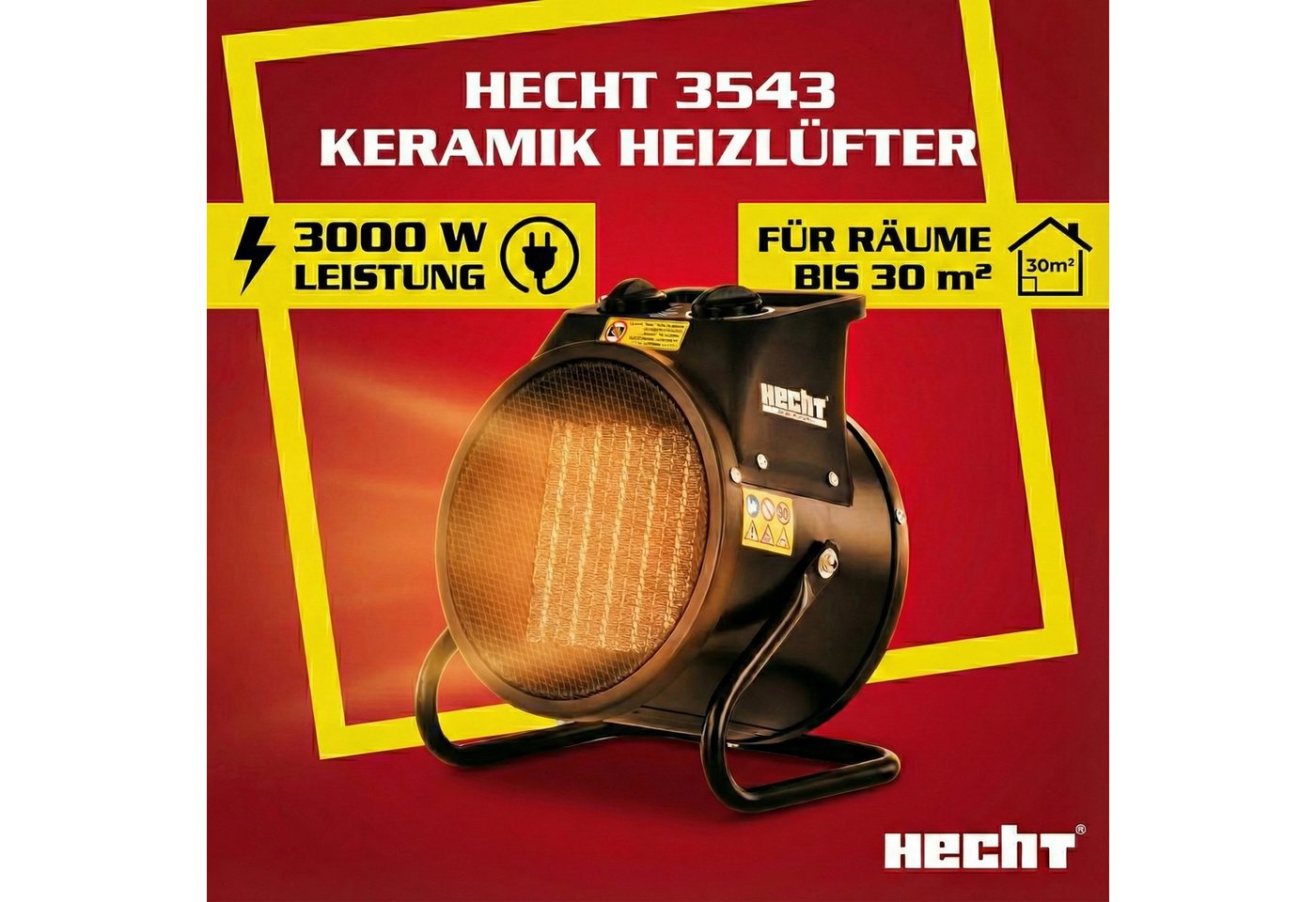 Hecht Keramikheizlüfter Heizgerät Heizung 3542 & 3543, 3000 W, 3 Stufen, Tragegriff, Überhitzungsschutz Bild 2