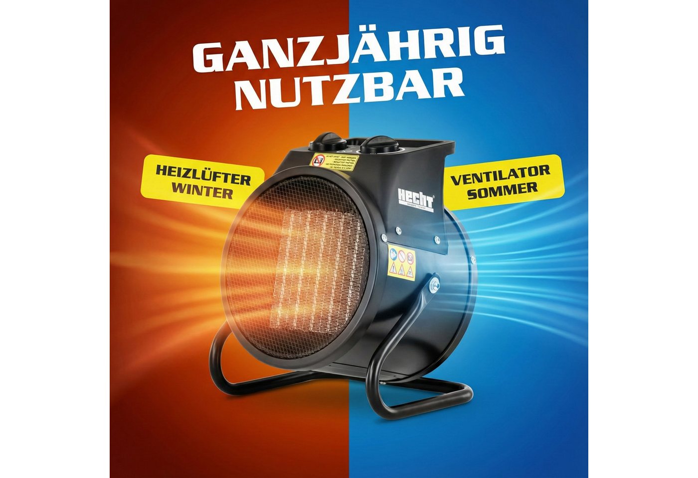 Hecht Keramikheizlüfter Heizgerät Heizung 3542 & 3543, 3000 W, 3 Stufen, Tragegriff, Überhitzungsschutz Bild 5