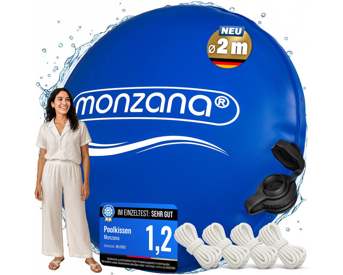 monzana Pool, 2m Winter Rund mit Seilen PVC Sicherheitsventil 6 Ösen Poolkissen Bild 4