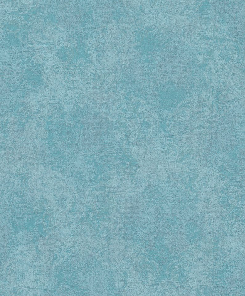 Rasch Vliestapete Barockoptik, Ornamente in Türkis-Blau, strukturiert, Barock, (1 Rolle, 1 St), Ornamente, Ton-in-Ton Bild 5