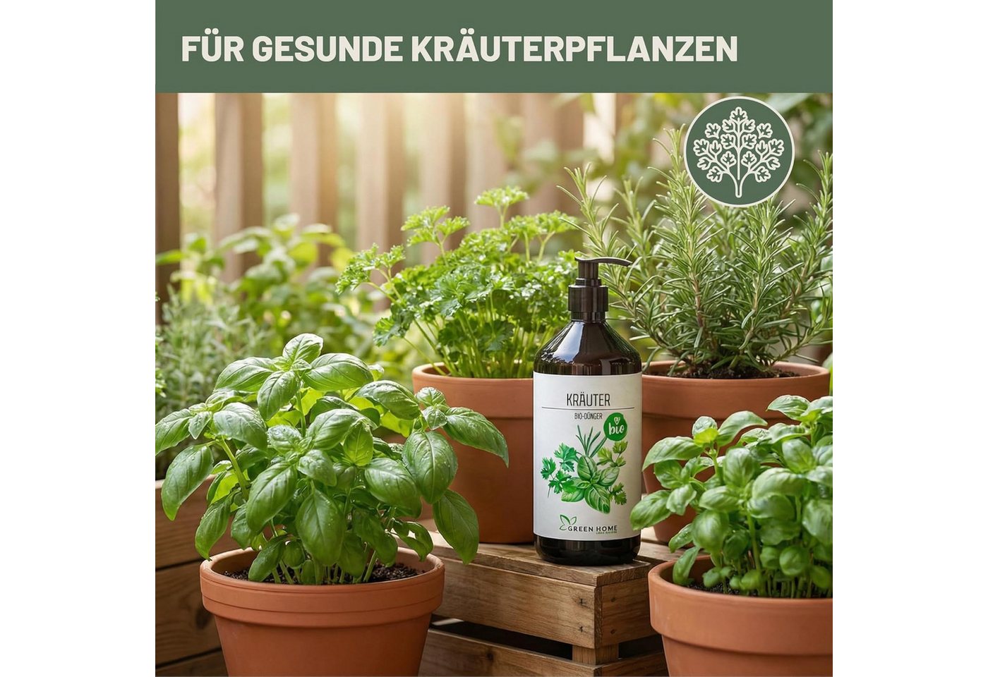 GREEN HOME LOVE NATURE Kräuterdünger Bio-Dünger flüssig NPK 3+2+6 für Kräuter, Basilikum & Rosmarin, Kräuter, 100 % bio, organisch-mineralisch, extra Kalium, Dosierpumpe Bild 4
