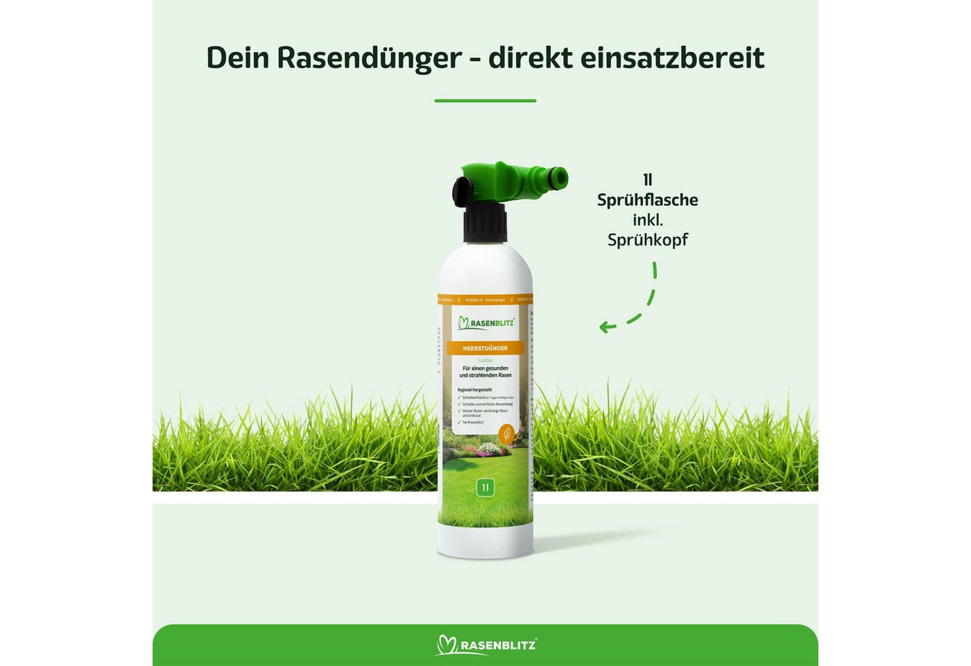 RASENBLITZ Rasendünger RASENBLITZ™ - HERBSTDÜNGER, Flüssiger Herbstdünger mit einfacher Schlauch-Anwendung Bild 2
