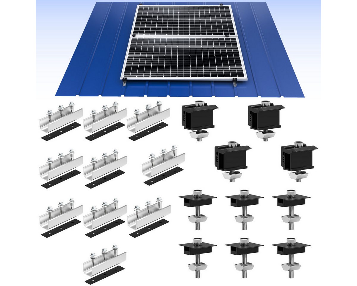 Rhein Beleuchtung Solarmodul-Halterung Balkonkraftwerk Halterung für 4 PV Module – Solarpanel Halterung, (bis 90 Zoll, Set, 10-tlg., 10 Schienen, 30–40 mm, für Balkon, Flachdach & PV-Anlagen, Halterung Balkonkraftwerk, verstellbar, Aluminium, rostfrei) Bild 3