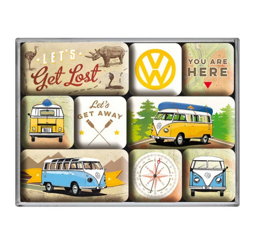 Nostalgic-Art Magnet 9tlg. Magnetset - Volkswagen - VW Bulli - Let's Get Lost