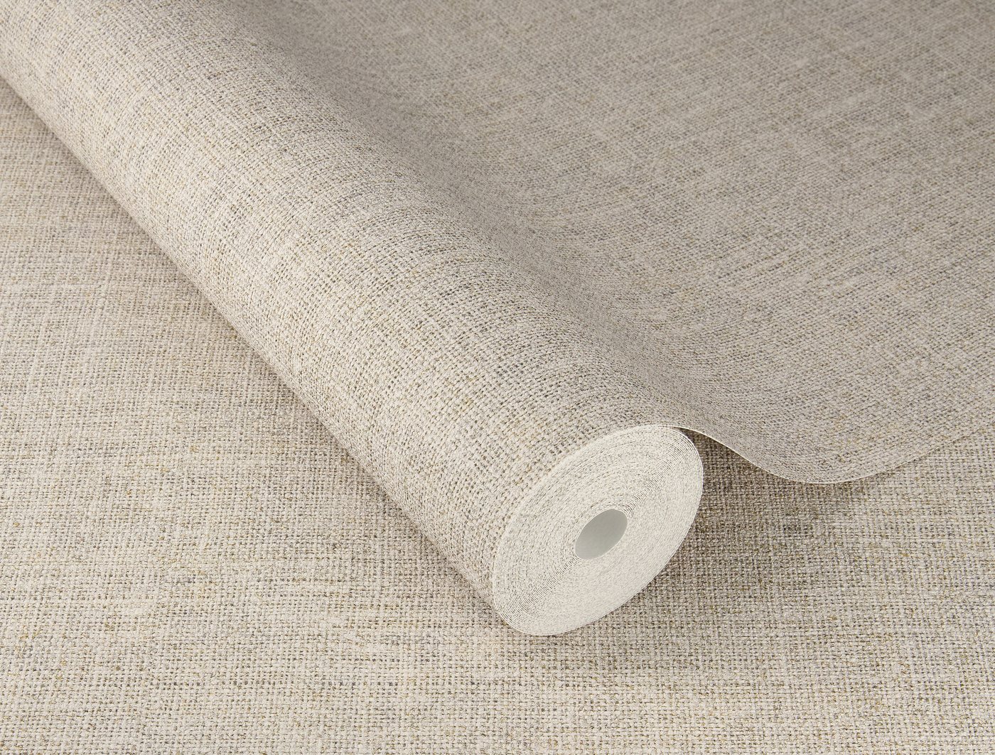 Rasch Vliestapete Leinenoptik - Vinyltapete Grau Beige, einfarbig, uni, Leinenoptik, Stoffoptik, Textiloptik, (1 Rolle, 1 St., Kollektion Atelier Tissé - 10,05 m x 0,53 m), gute Lichtbeständigkeit, feucht abwischbar, restlos abziehbar