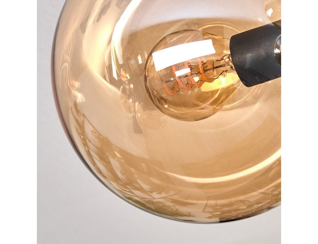 hofstein Deckenleuchte 8-flammige Deckenlampe aus Metall/Glas in Schwarz/Rauch/Bernstein, ohne Leuchtmittel, im Retro/Vintage-Design (Schirme Ø 15 cm), E14 Bild 5