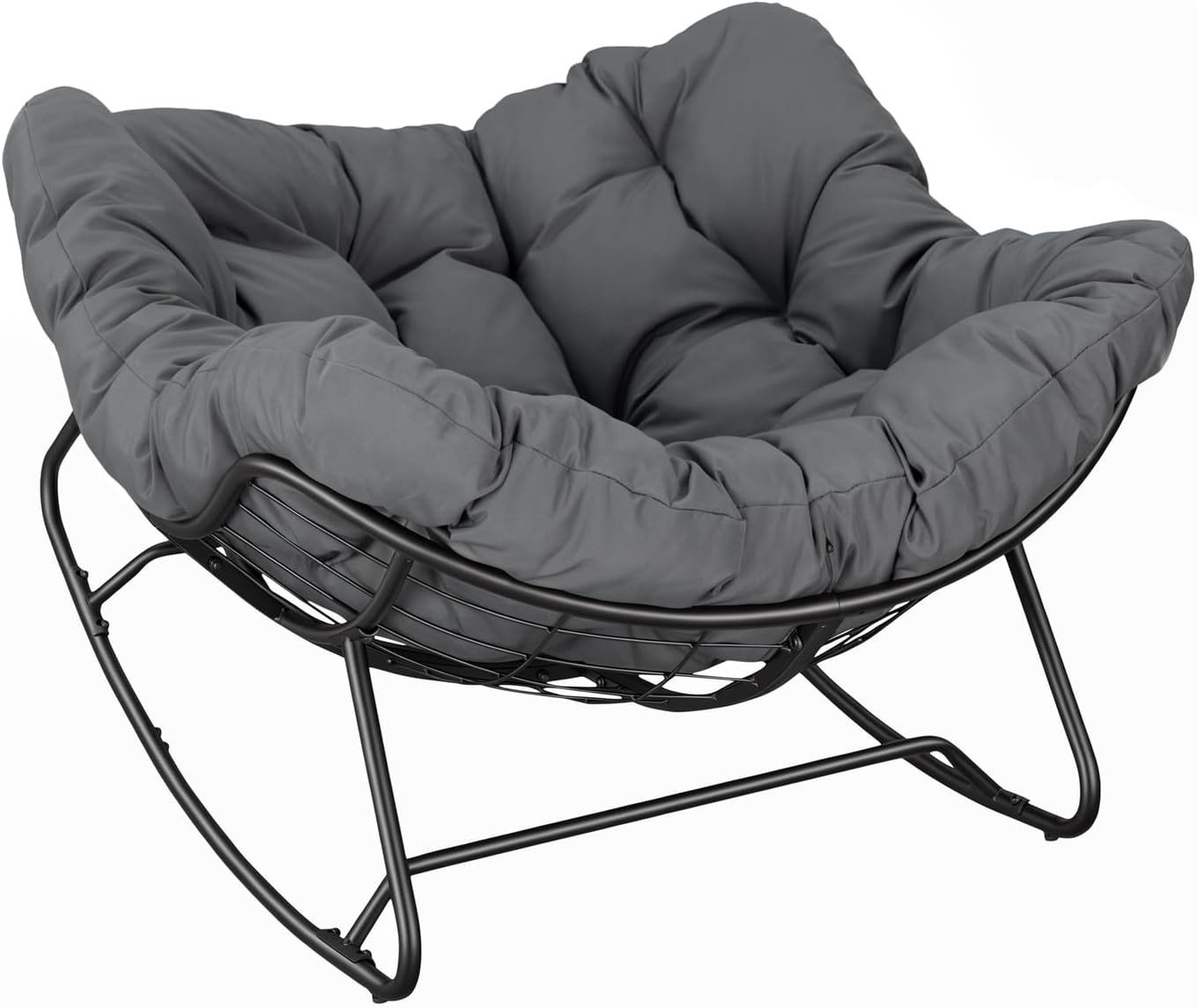 Woltu Schaukelstuhl, Sitzkissen gepolstert mit Polyester-Bezug, Metallbeinen Bild 4