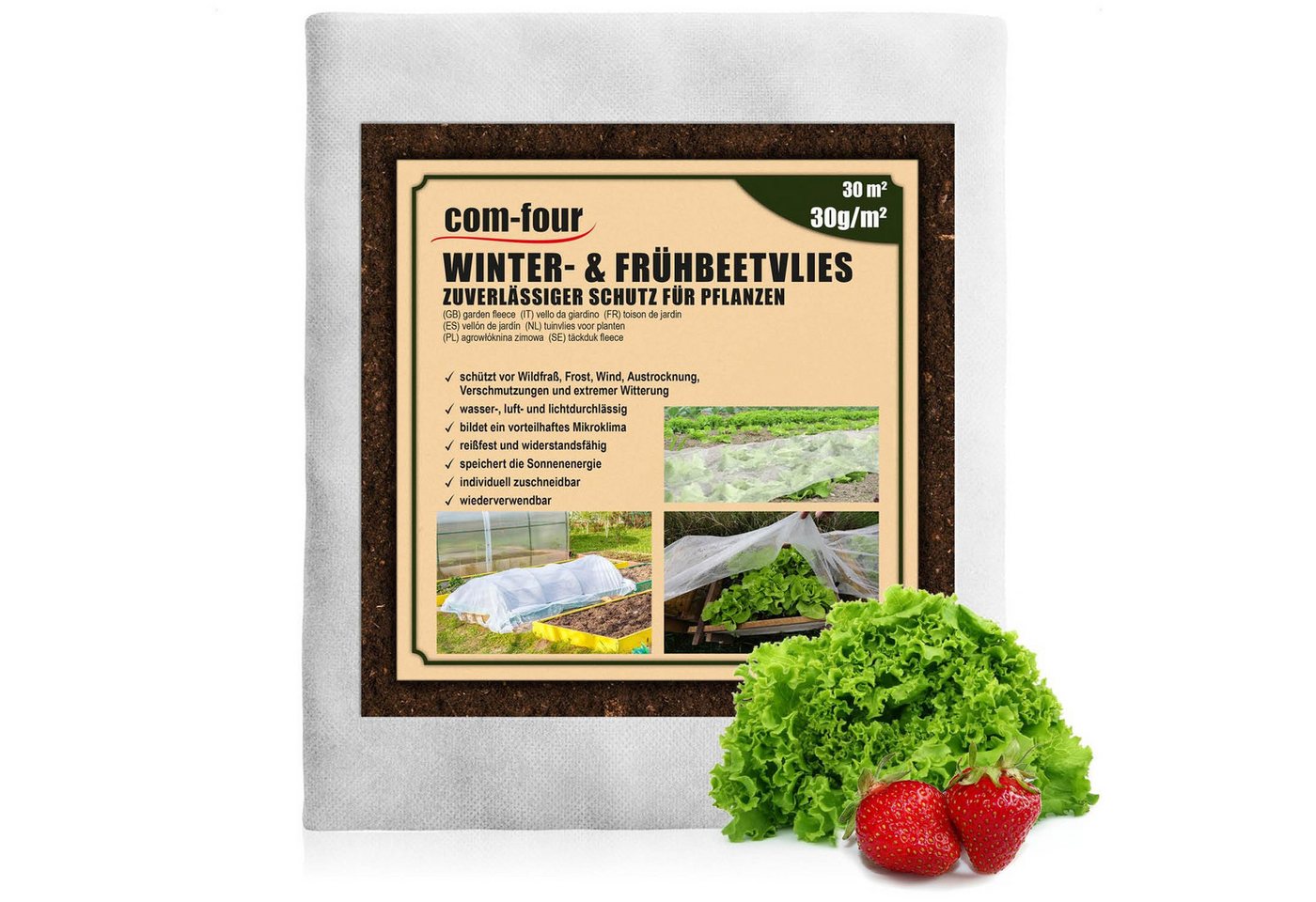 com-four Gartenvlies 30 m² Frühbeetvlies - 30g/m² Wintervlies als Frostschutz, (2-St), Abdeckvlies 1,5 x 10 m - reißfestes Hochbeet-Vlies für Gemüse Bild 2