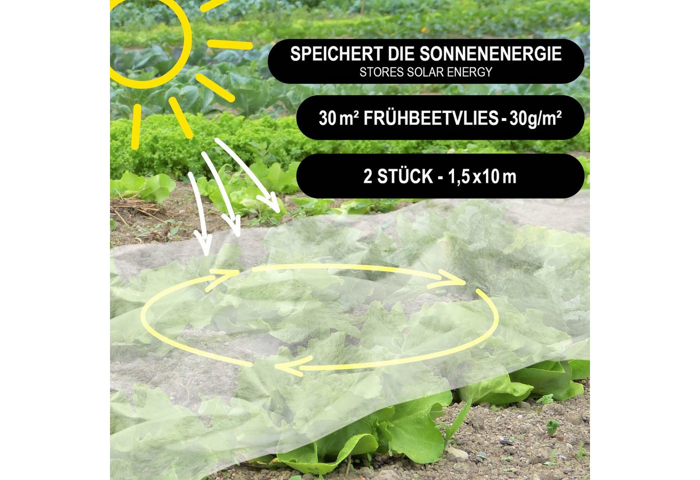 com-four Gartenvlies 30 m² Frühbeetvlies - 30g/m² Wintervlies als Frostschutz, (2-St), Abdeckvlies 1,5 x 10 m - reißfestes Hochbeet-Vlies für Gemüse Bild 4