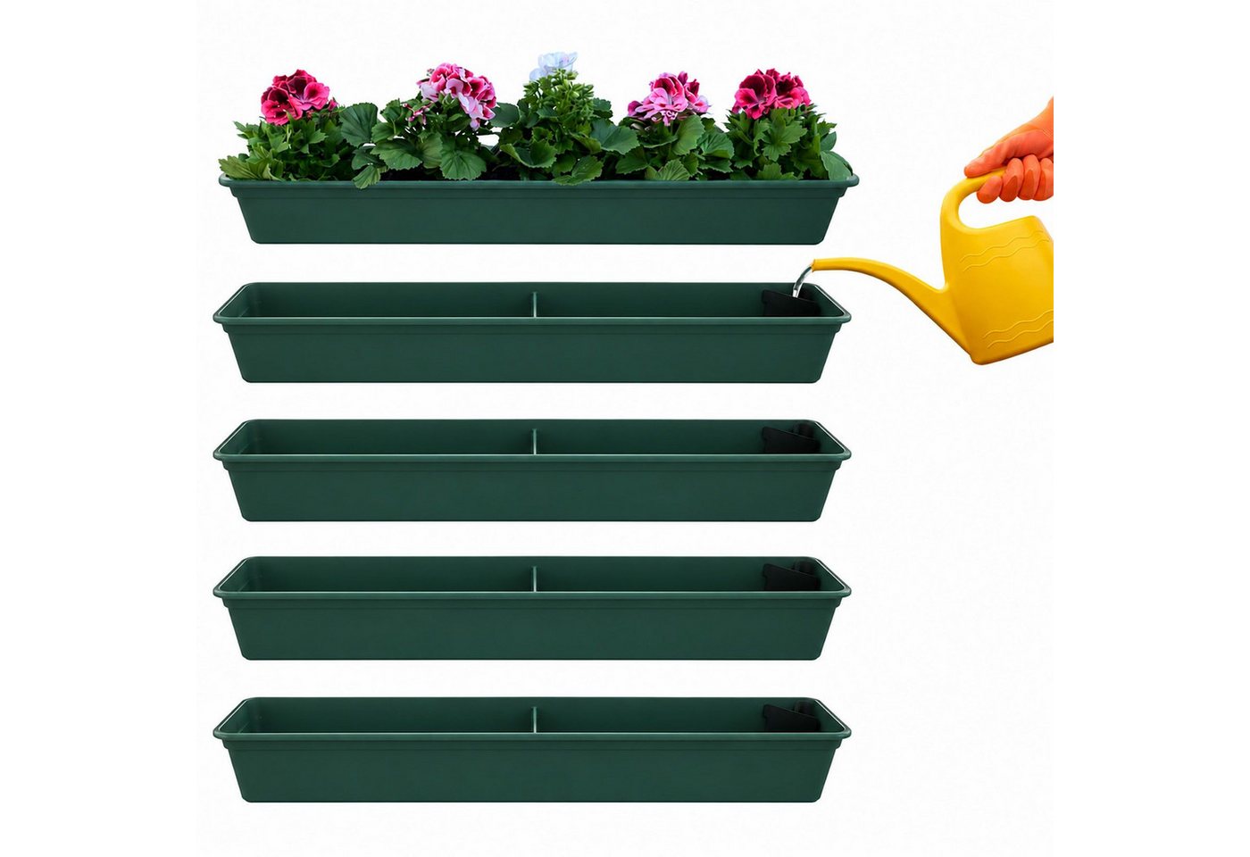 BURI Blumenkasten 4er Blumenkasten Set 80cm Pflanzkasten Grün Bewässerung Bild 4