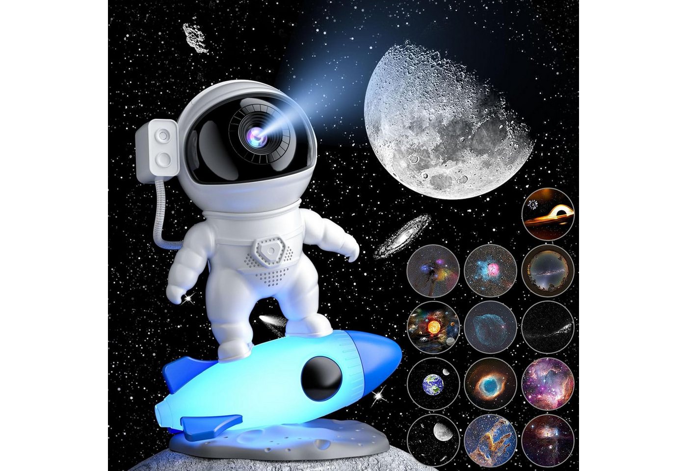 ANYSUN LED-Sternenhimmel Astronaut Sternenhimmel Projektor, Galaxy Projektor, Nachttischlampe mit 13 Galaxie-Projektionen 9 Nachtlichtfarben, Zimmer Deko Schlafzimmer, Geburtstag für Jungen Mädchen und Erwachsene Bild 2