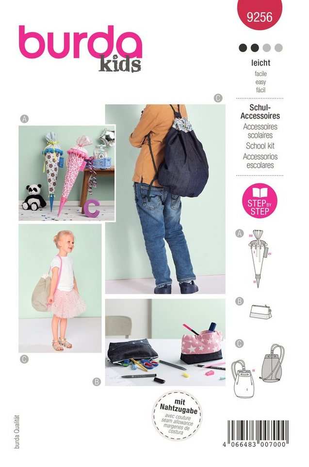 burda style Kreativset Burda Kids Schnittmuster Schultüte, Mäppchen und Turnbeutel, Nr. 9256