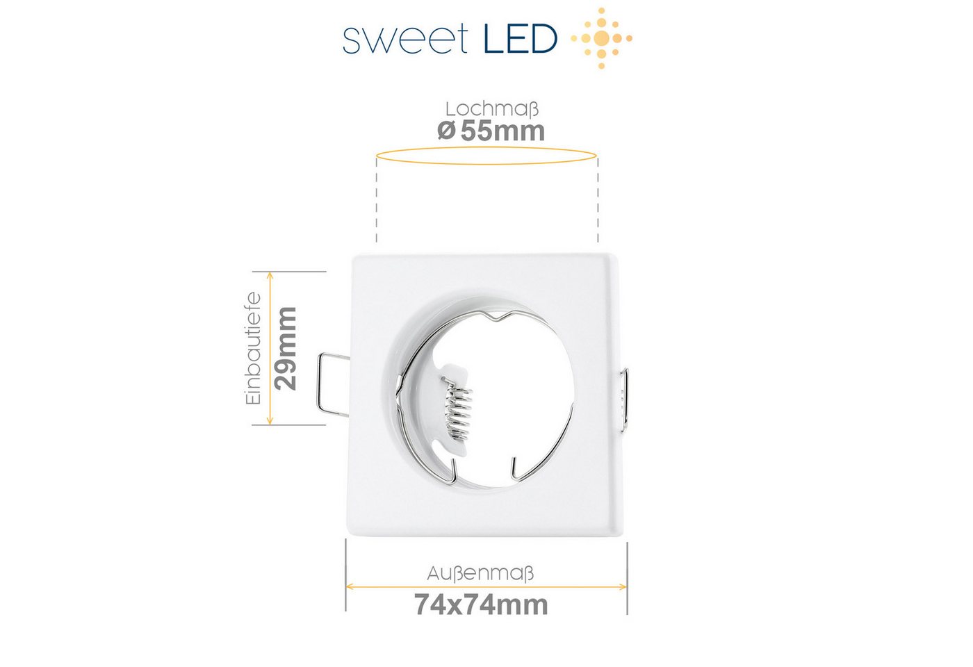 Sweet LED LED Einbaustrahler 10er Set GU10 5W Deckenspots eckig weiß-matt 230V, LED fest integriert, 3000K-Warmweiß, Deckenspots, Deckenstrahler, Einbauleuchten Bild 3