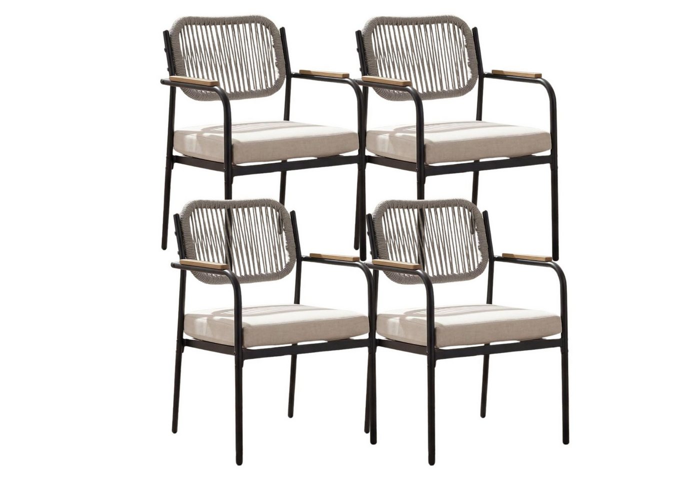 WAHSON OFFICE CHAIRS Gartenstuhl 2/4er Set wetterfester Gartensessel mit 8 cm Sitzkissen,Außenbereich (4 St) Bild 4