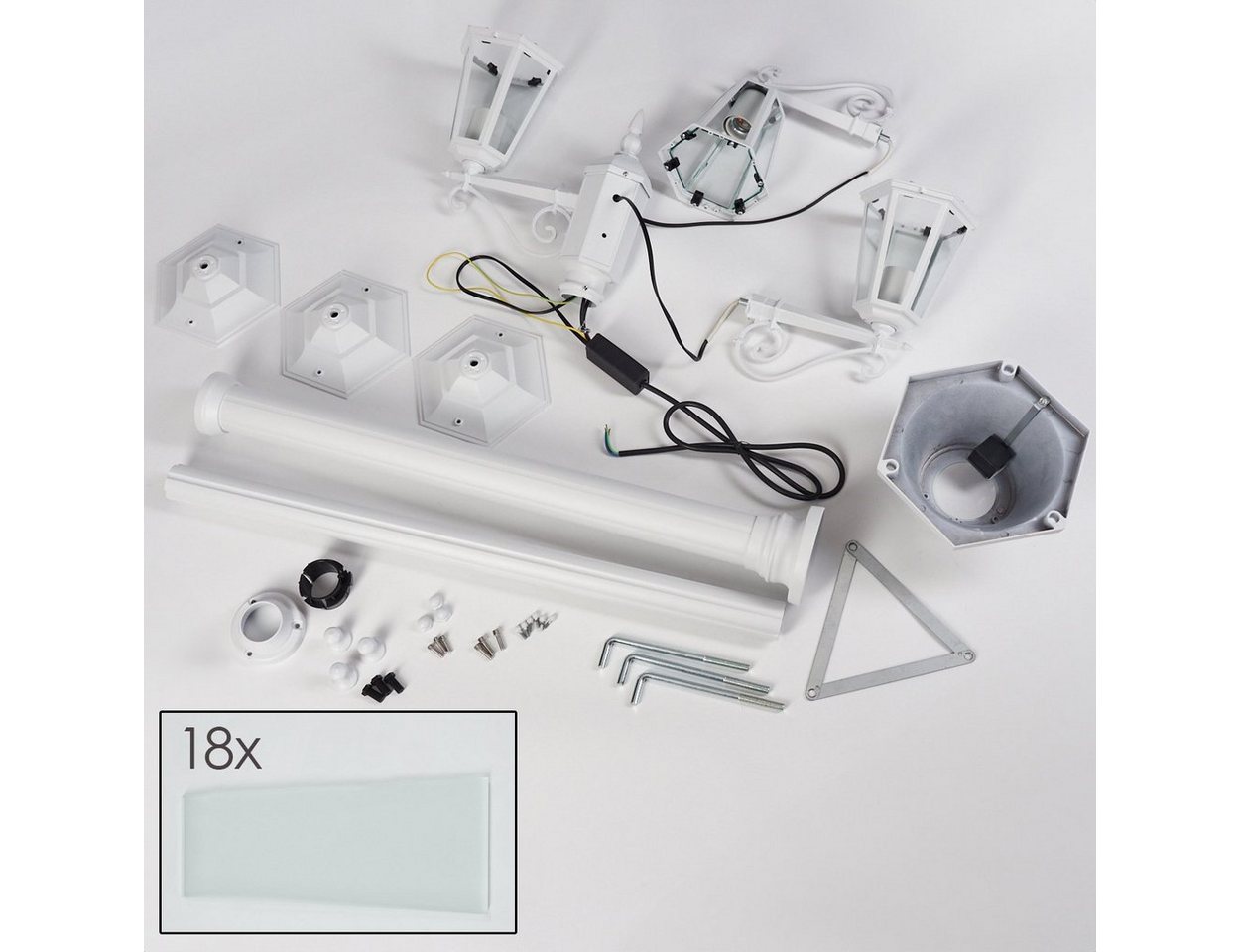hofstein Außen-Stehlampe Wegeleuchte aus Metall/Milchglas in Weiß, ohne Leuchtmittel, Kandelaber, Gartenbeleuchtung IP44, 3xE27, ohne Leuchtmittel Bild 3