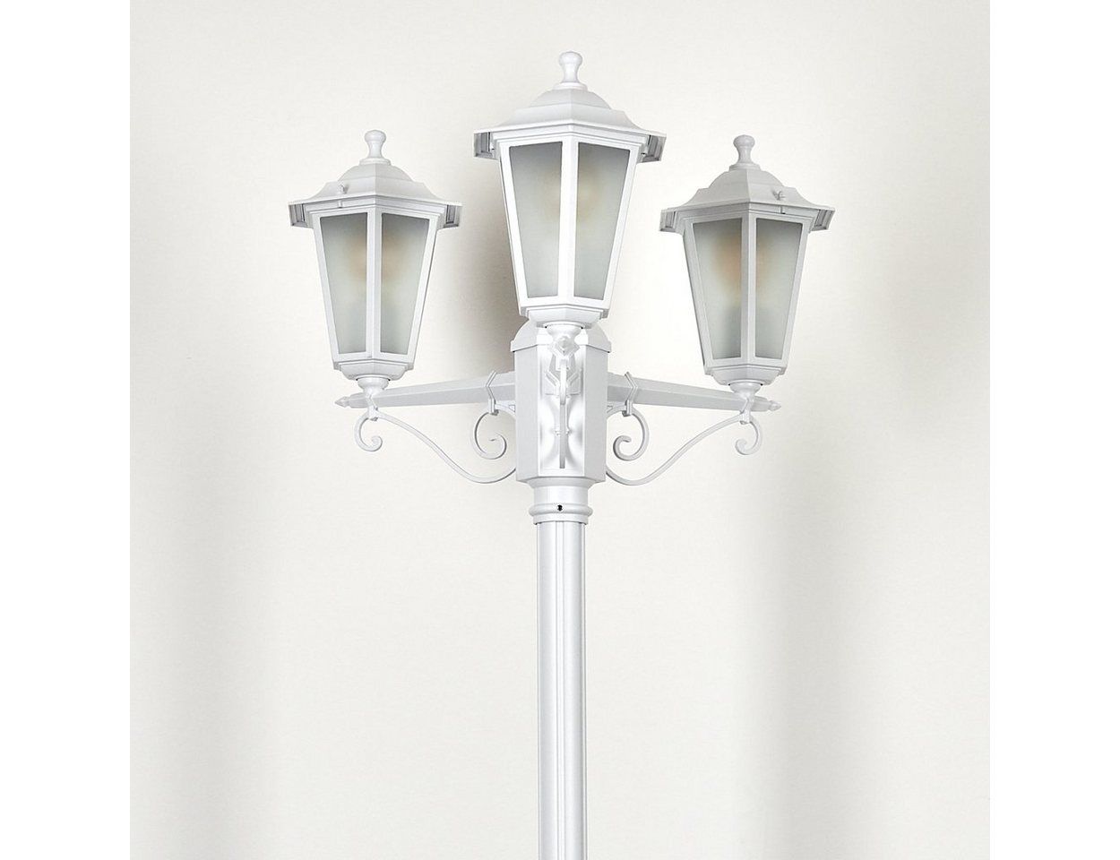 hofstein Außen-Stehlampe Wegeleuchte aus Metall/Milchglas in Weiß, ohne Leuchtmittel, Kandelaber, Gartenbeleuchtung IP44, 3xE27, ohne Leuchtmittel Bild 5