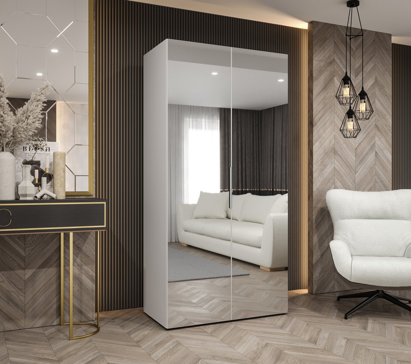 ABIKS MÖBEL Drehtürenschrank MARBELLA 3 Schlafzimmerschrank mit Kleiderstange und Regalen Bild 5