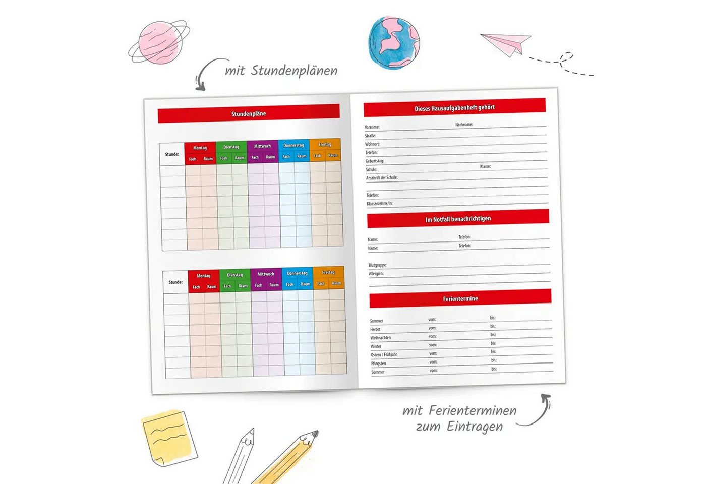 Trötsch Verlag Schülerkalender Trötsch Hausaufgabenheft Grundschule Einhornwelt